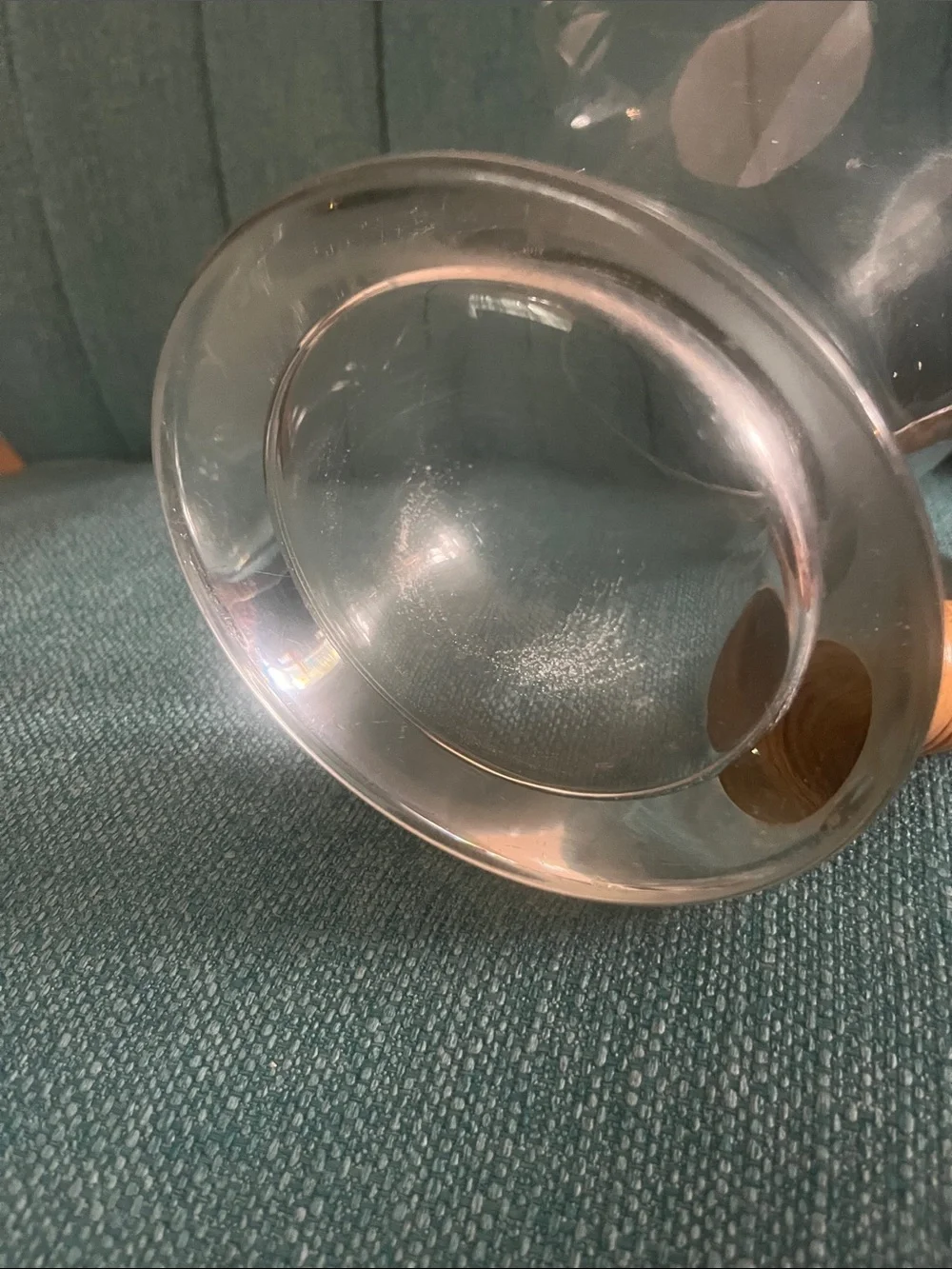 Clear Glass Pitcher with Wrapped cane Tan Handle - Home Dining